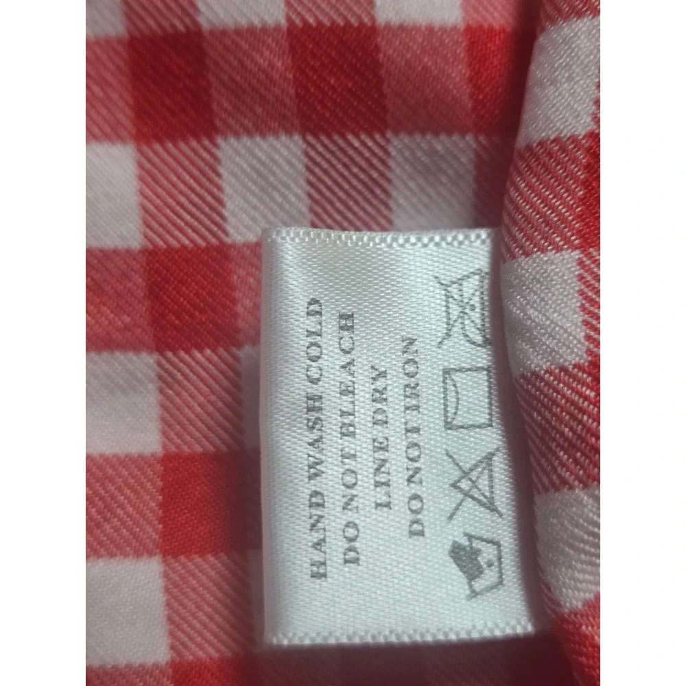 Girls Red Gingham Strawberry‎ Embroidered Lace Trim Dress Farmcore Picnic Large